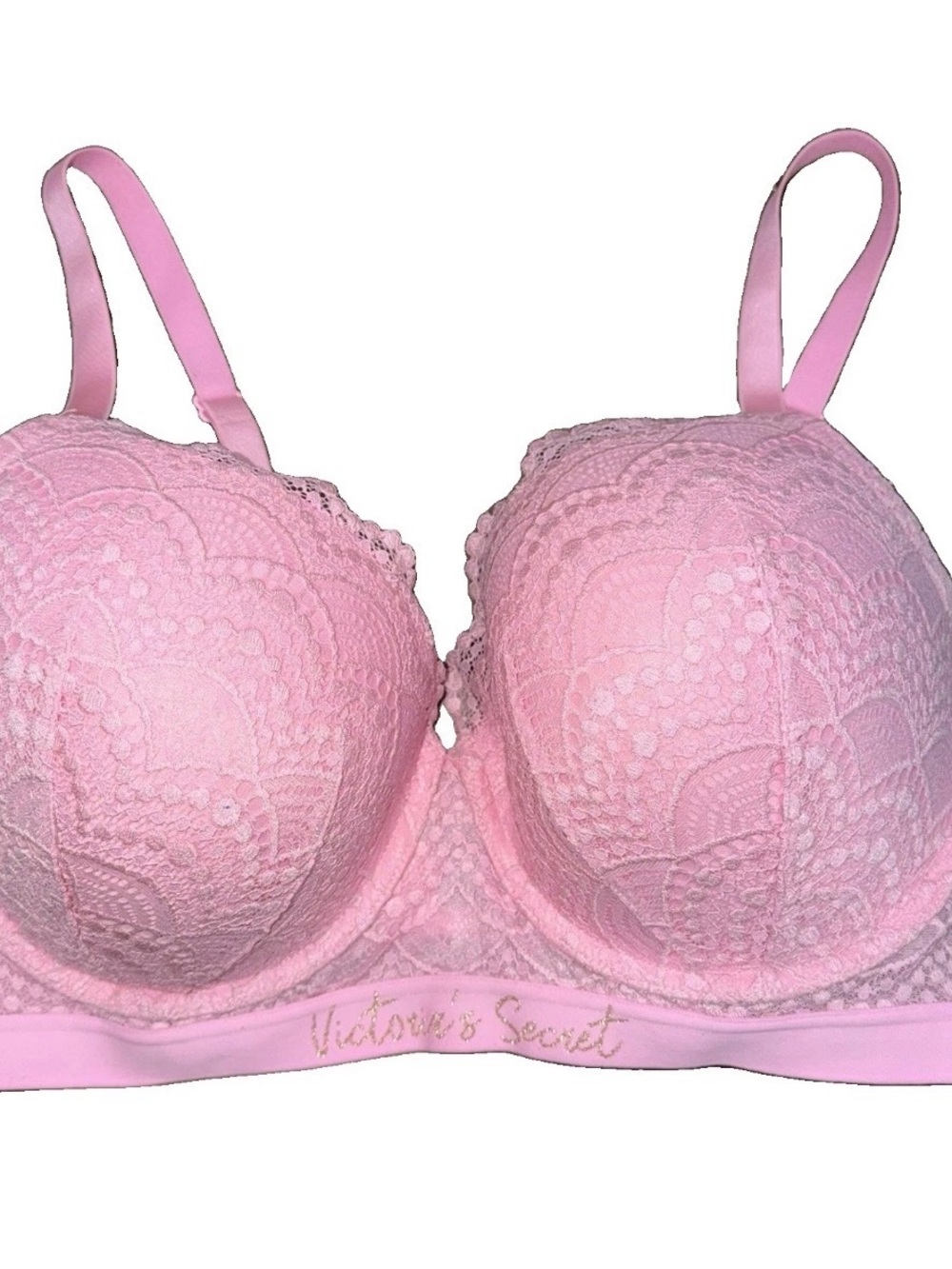 Victoria Secret bra T-shirt‎ push-up full coverage Pink Lace Size 38 DDD